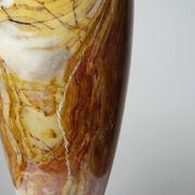 A pair of vintage baluster vases in green striped onyx from Italy, mid-century.