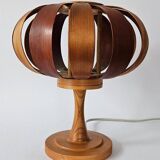Very rare mid-century veneer table lamp, Denmark, 1960s
