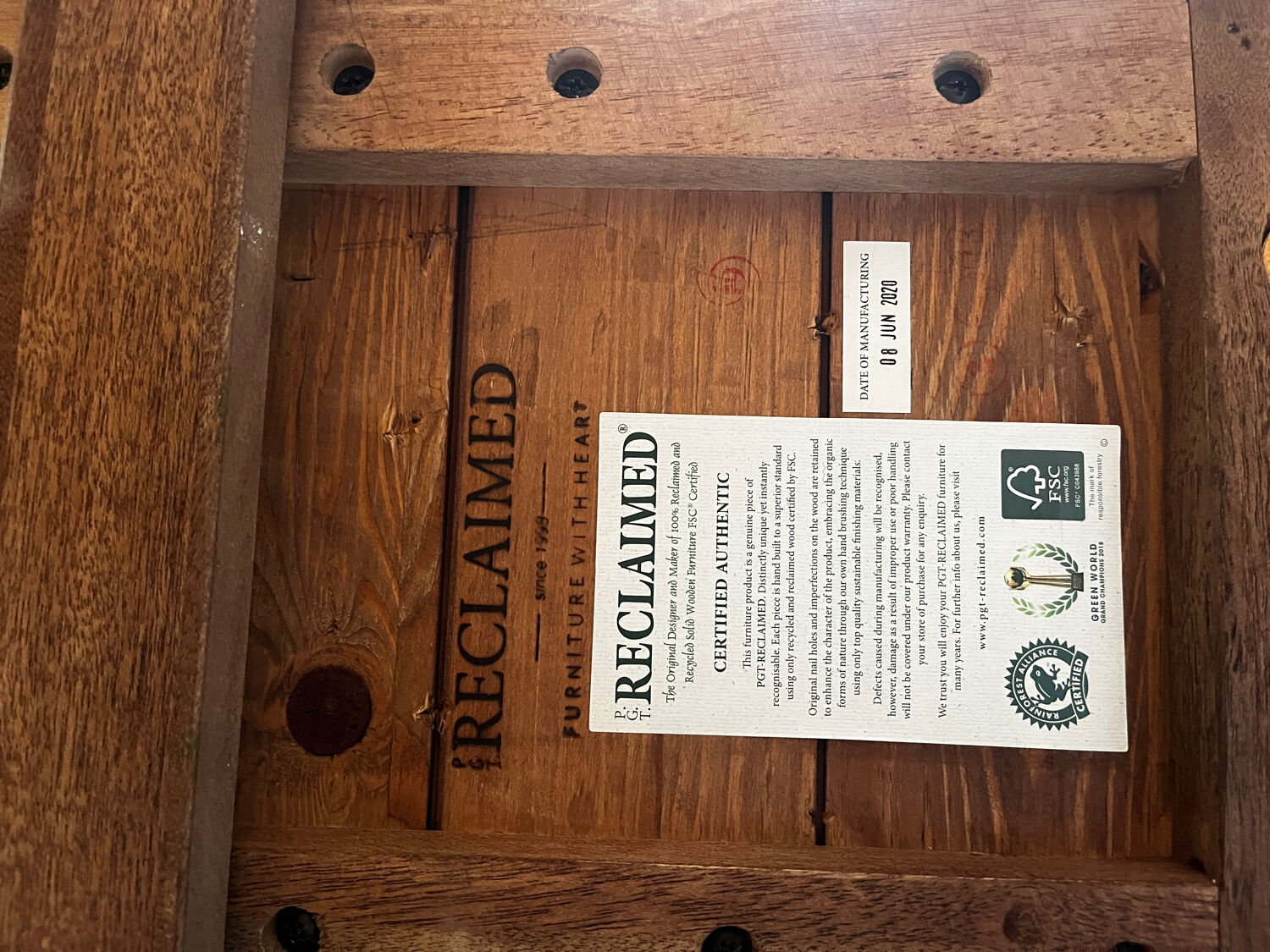 Recycled wood table