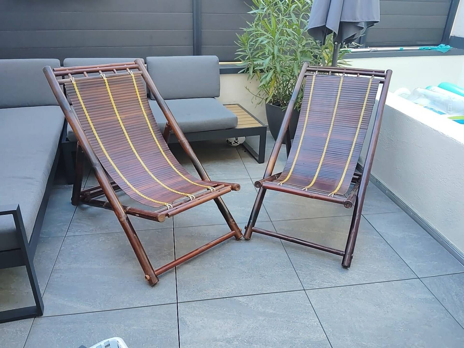Pair of bamboo flip-flops