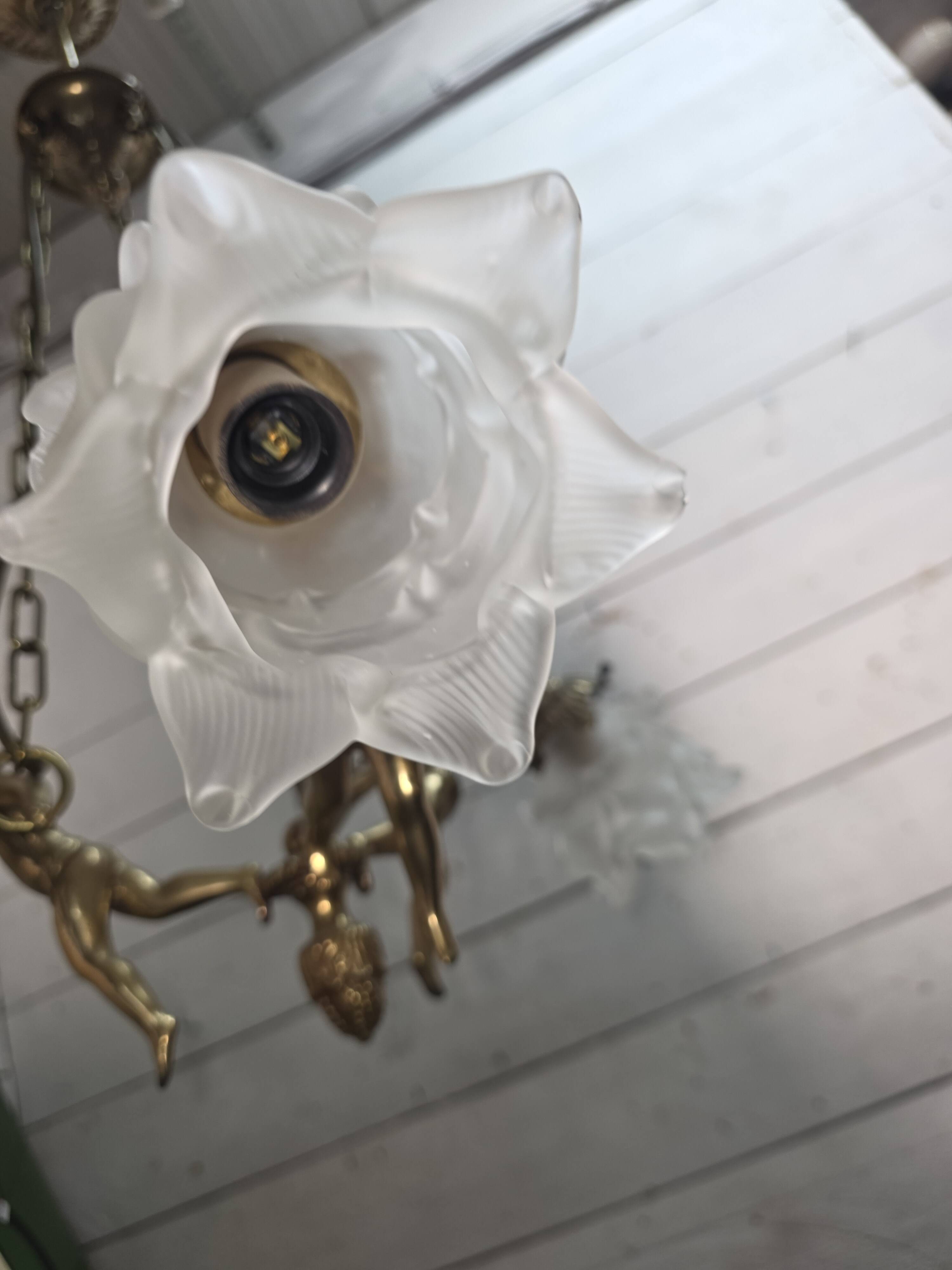 Bronze cherub chandelier from the 1970s.