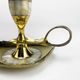 Duo of vintage brass and mother-of-pearl cellar rat candlesticks