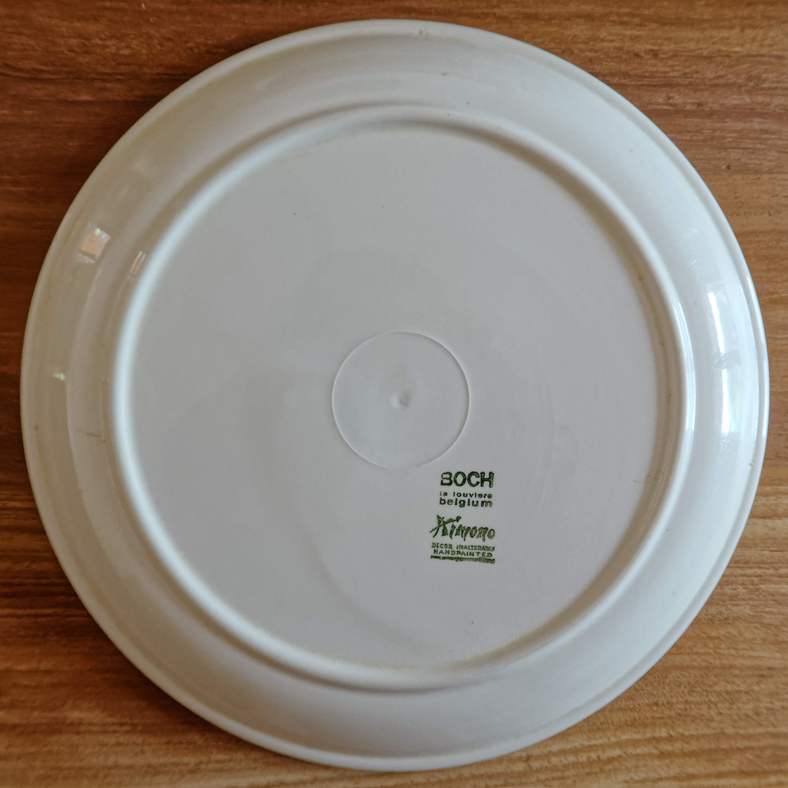 Lot 6 vintage flat plates Boch La Louvière Kimono