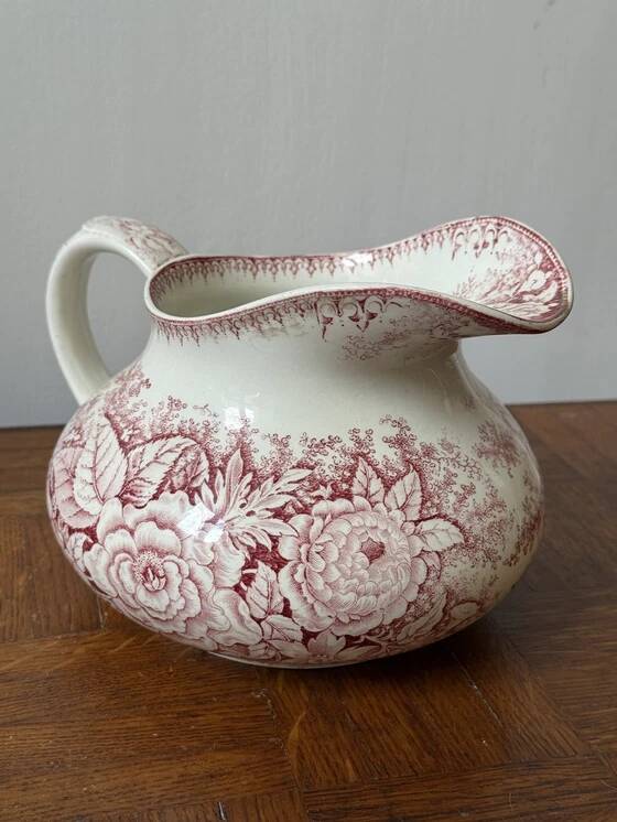 Antique pink ironstone toilet pitcher