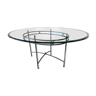 Table de repas ovale en verre et fer forgé