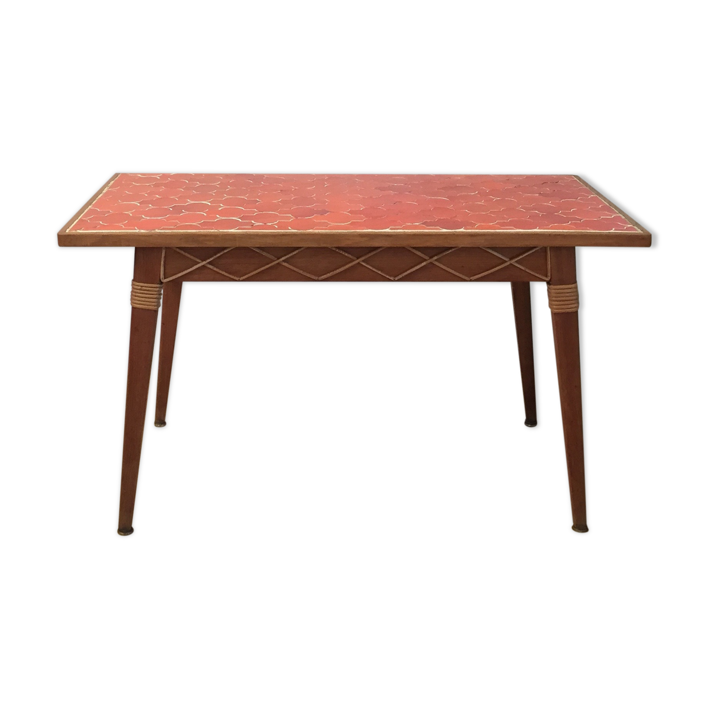 Ceramic and rattan dining table