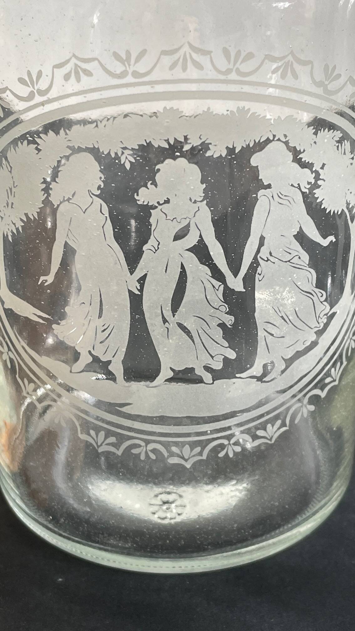 BOUTEILLES Verre Gravé et Bois VINTAGE
