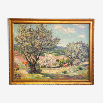 Julien Feron « Paysage près de Gassin » 1933 Impressionnisme