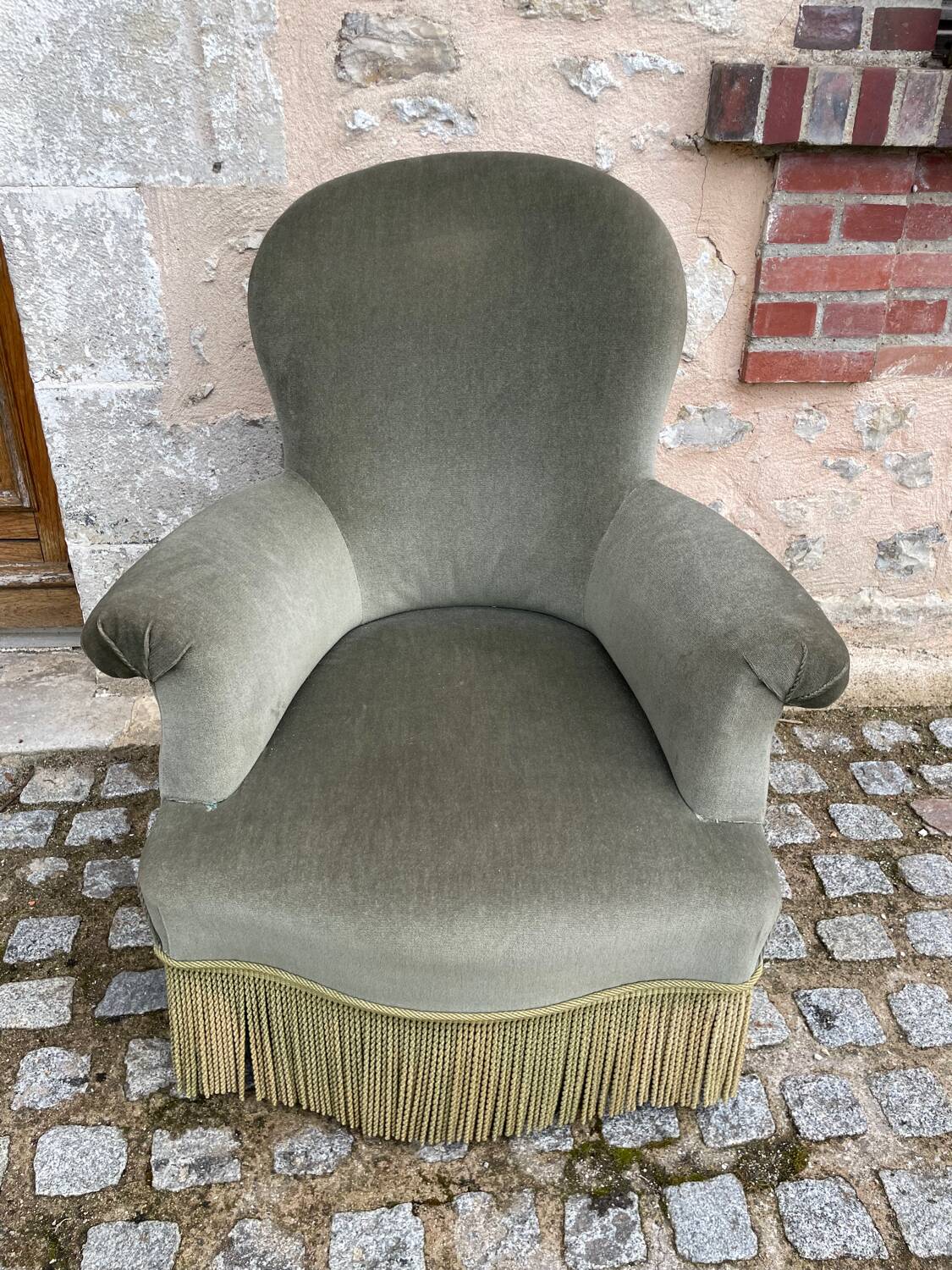 Fauteuil crapaud velours vert
