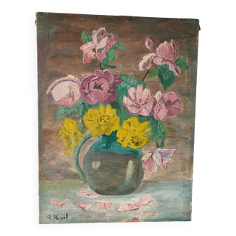 Bouquet of flowers signed Heigel