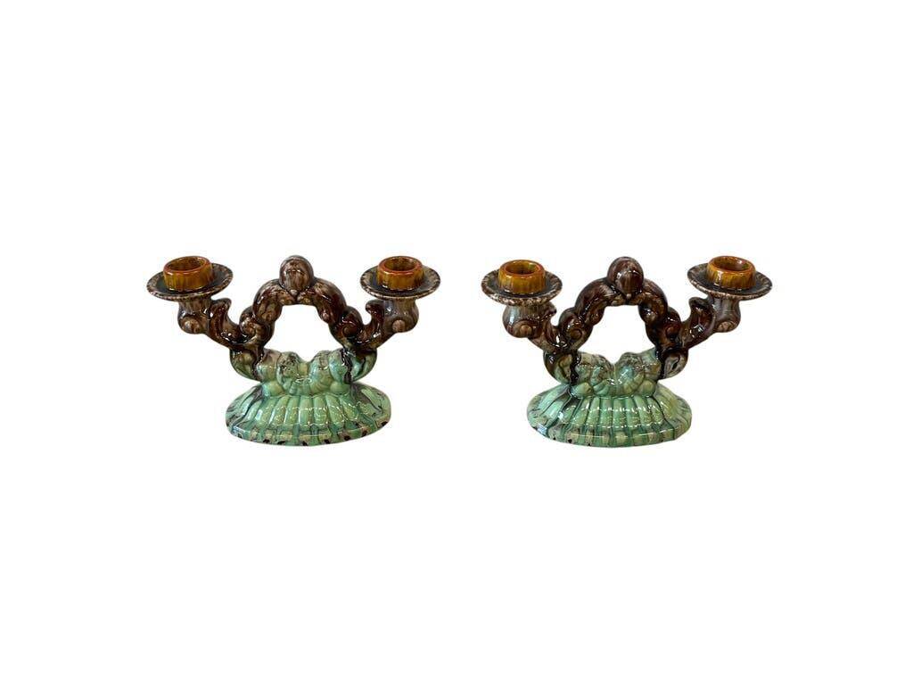 Set of 2 vintage ceramic candlesticks / decoration