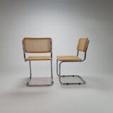 Set of 2 tubular frame and cane cantilever dining chairs Breuer, Italy, 1970s