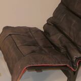 Ingmar Relling patinated leather lounge chair with ottoman, Norway 1960s