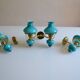 Series of 3 vintage brass and blue opaline wall lamps
