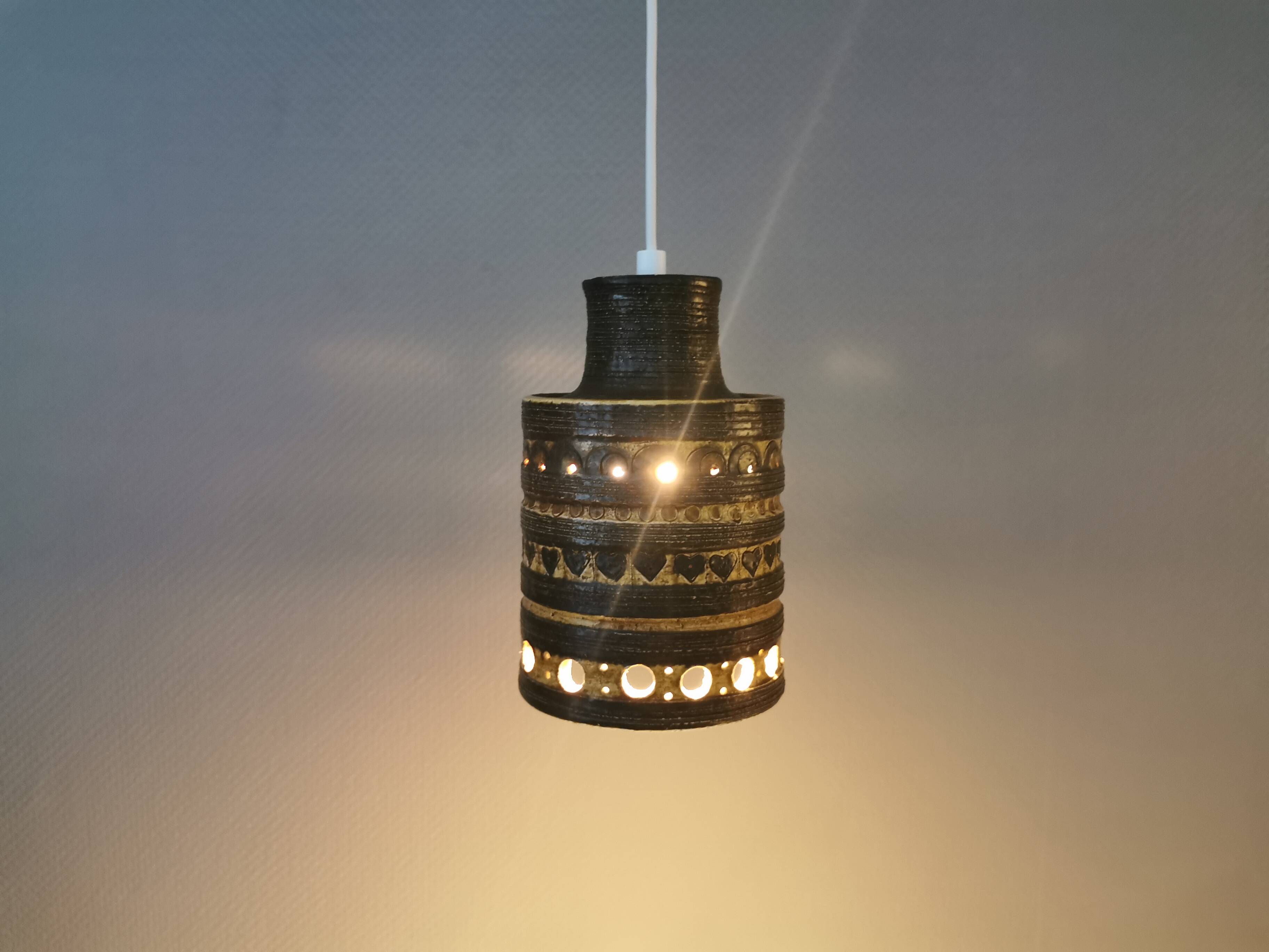 Danish ceramic hanging lamp, designed by Jette Hellerøe, in the 1970s.
