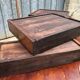 Antique farmhouse table in solid cherry wood with 4 drawers