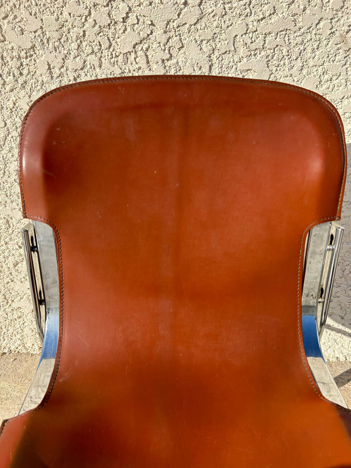 Pair of leather and chromed metal chairs year 70