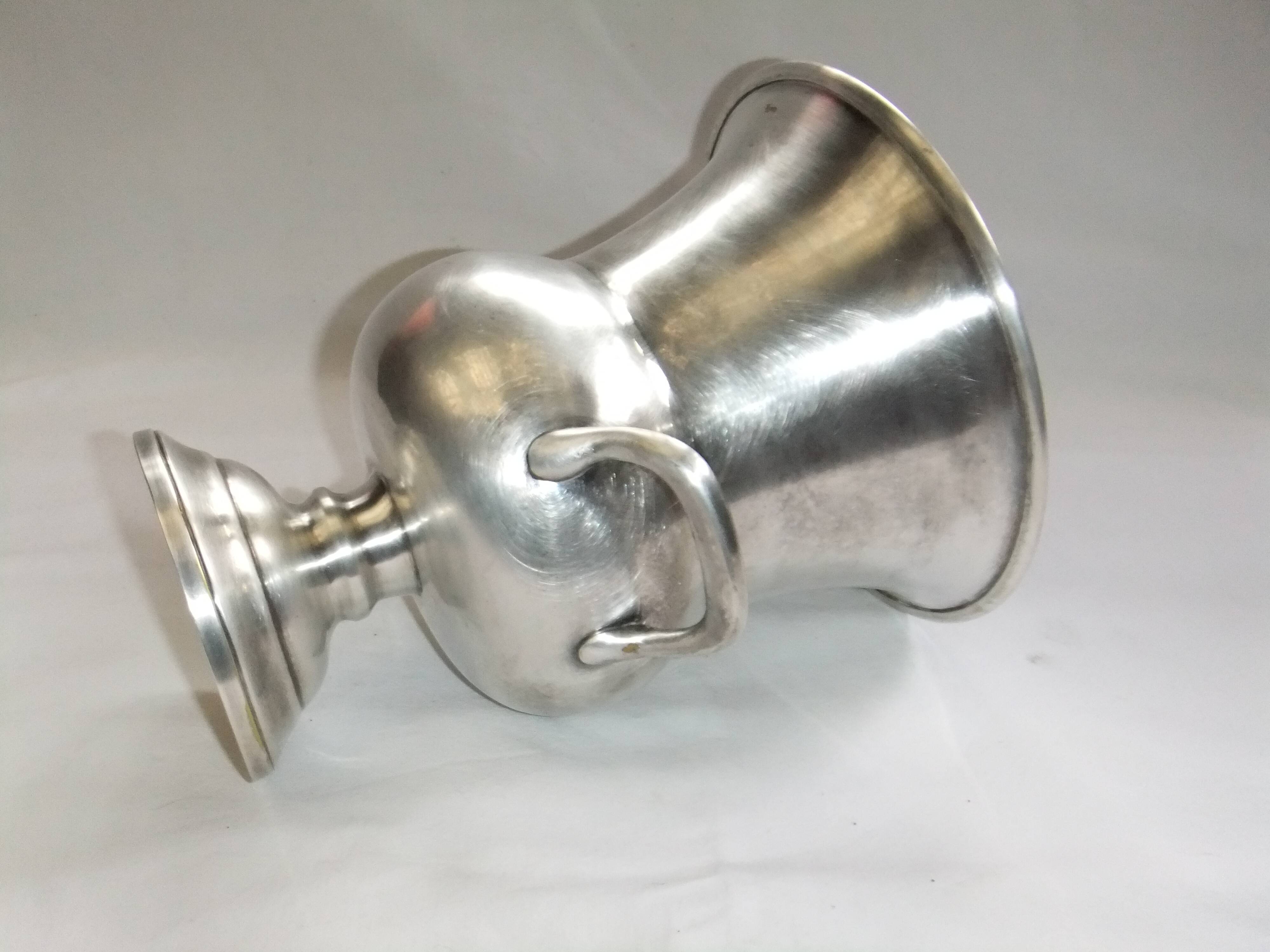 Old champagne bucket with vintage silver metal cooler Medici