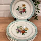6 flat plates in half-porcelain Badonviller
