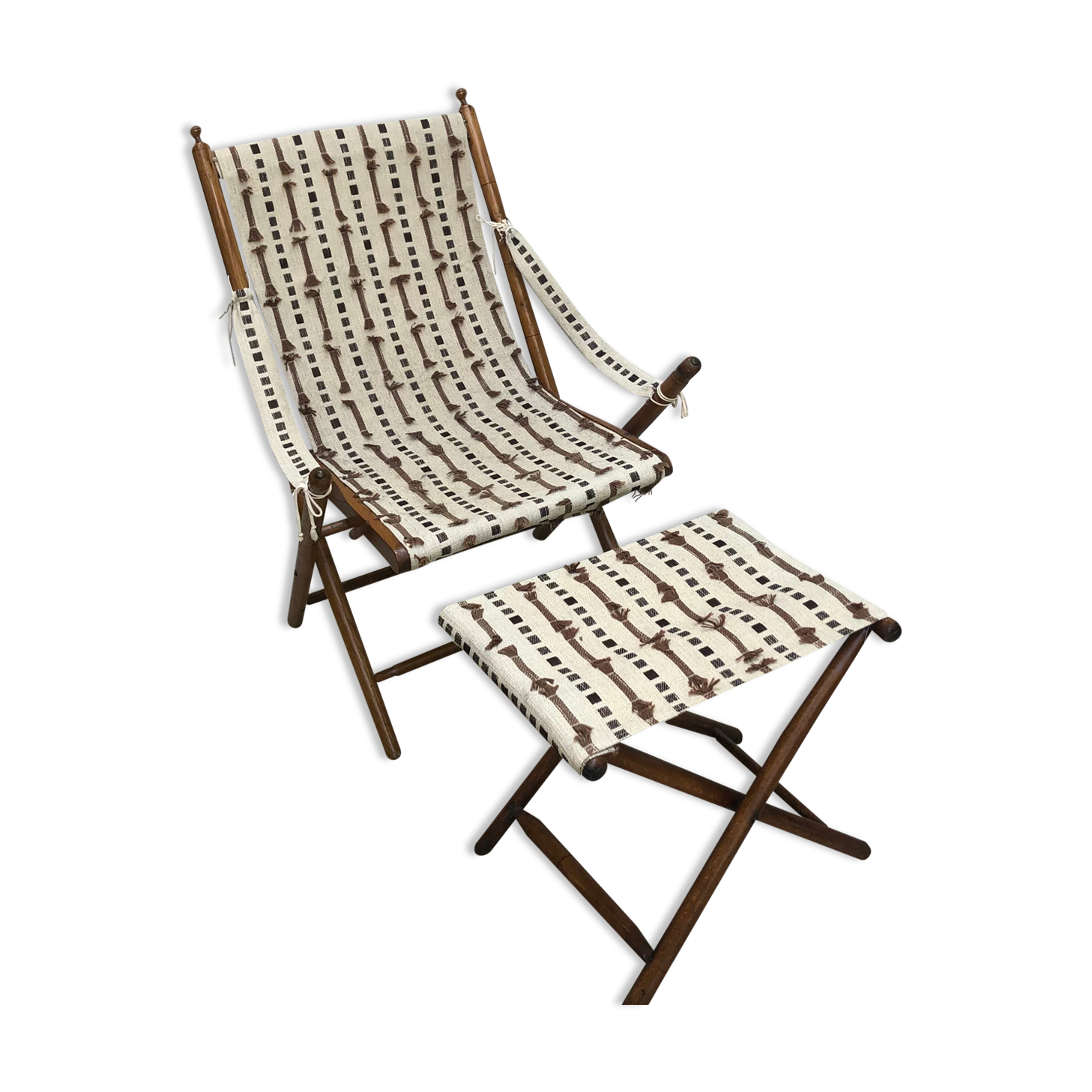 Folding garden chair and his foot rests, folding Napoleon III