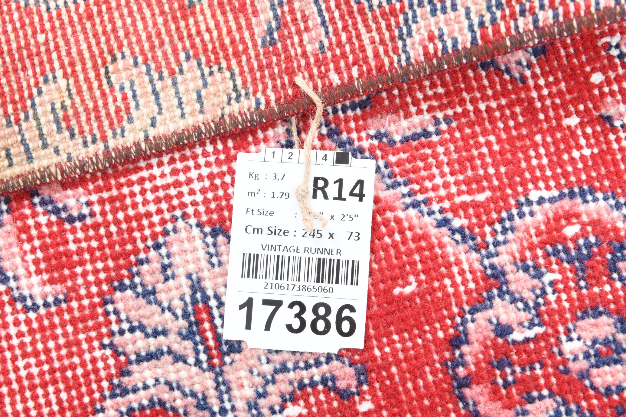 2x8 red classic vintage runner rug, 245x73cm