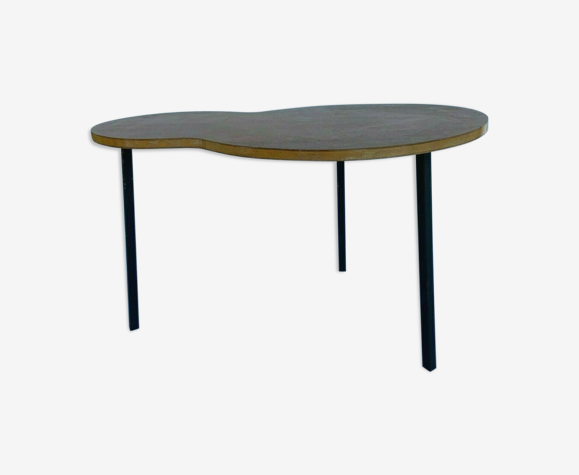 Table basse haricot 1960 pied tubulaire vintage minvielle patine claire