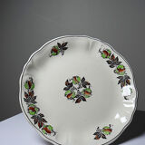 Antique compote dish "Marrons" Longchamp earthenware, polychrome ironstone.