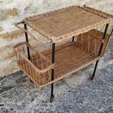 Rattan rolling table