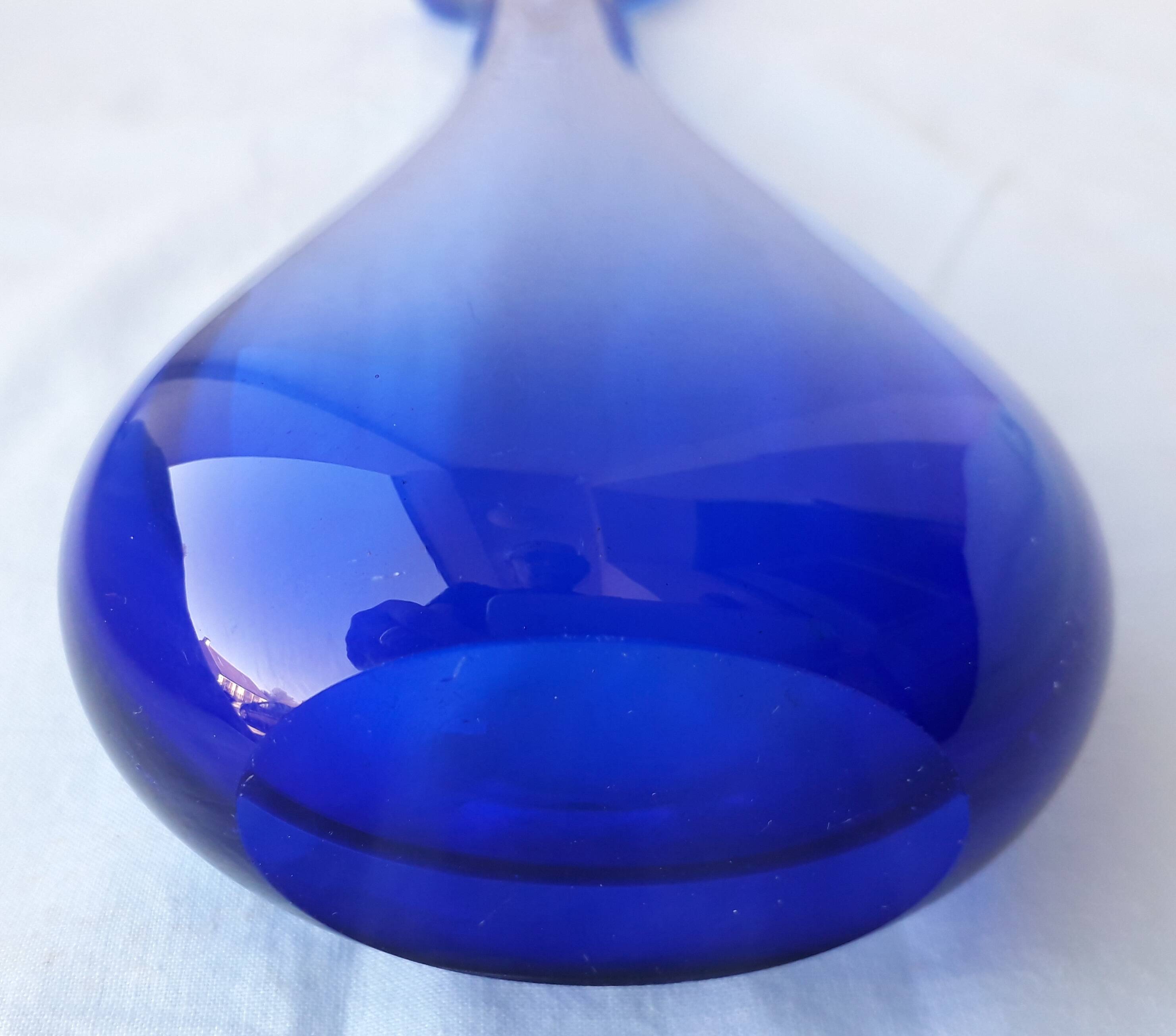blue glass vase