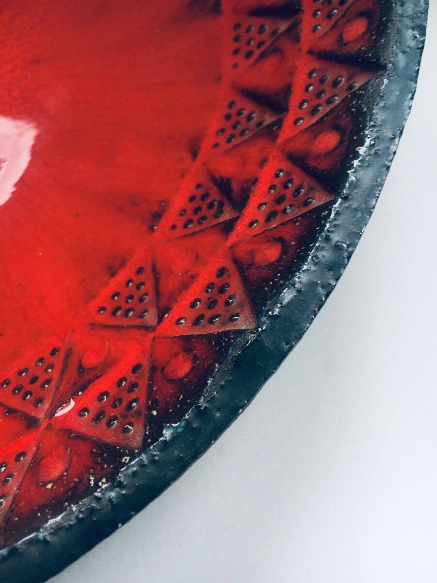 Brutalist Design Art Ceramic Bowl by Jan Nolf, Perignem, Belgium, 1950s