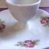 Porcelain egg cup with shabby chic style floral bouquet decoration Romanticism