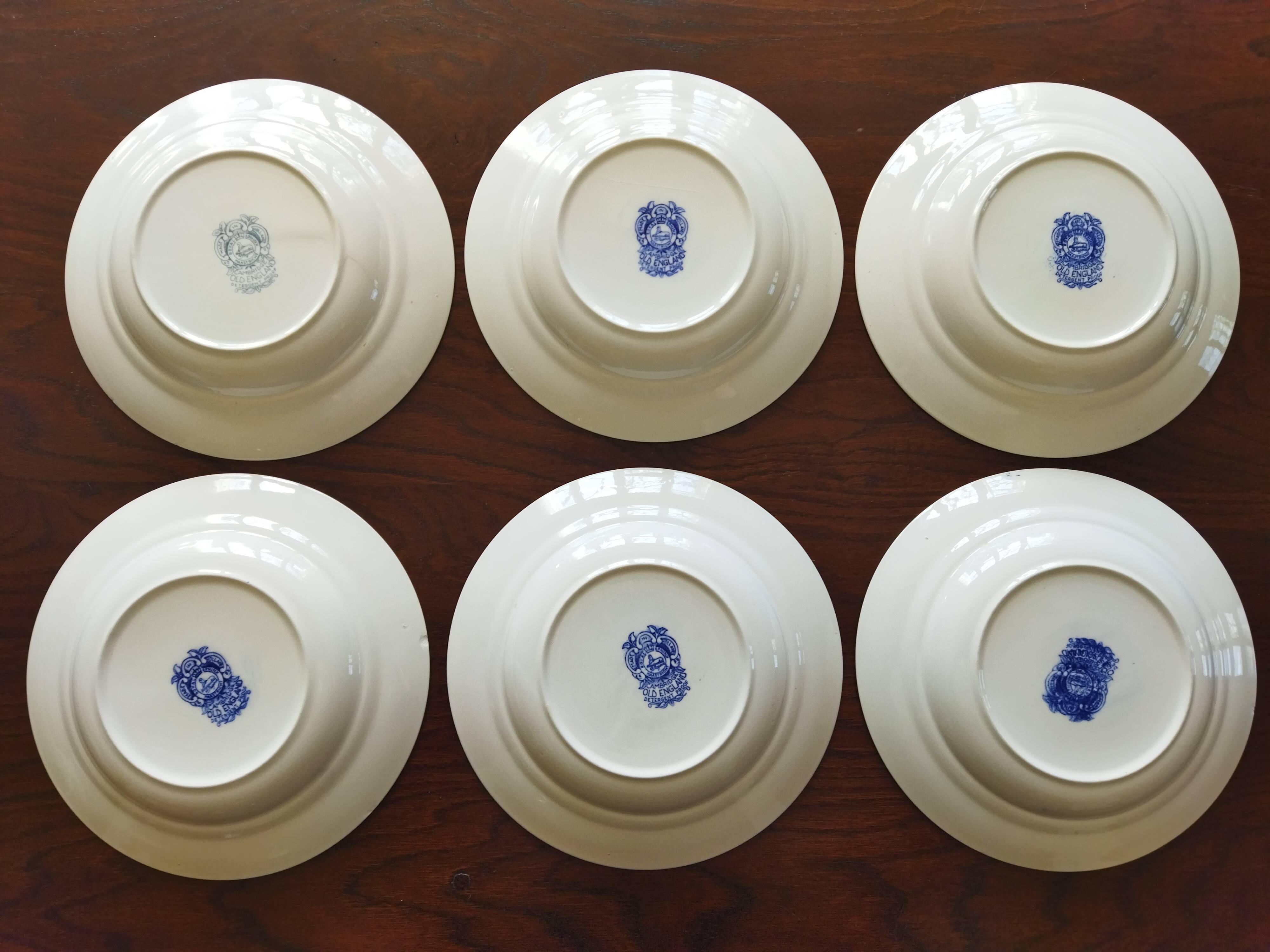 Royal Sphinx Maestricht P. Regout "Cambridge Old England" blue & white soup plates