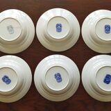Assiettes creuses Royal Sphinx Maestricht P. Regout "Cambridge Old England" bleu & blanc