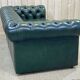 Chesterfield 3-seater sofa in green leather from the 80s