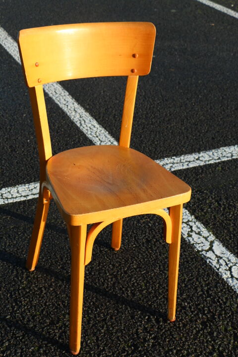 Set of 6 Baumann light beech bistro chairs model N°24