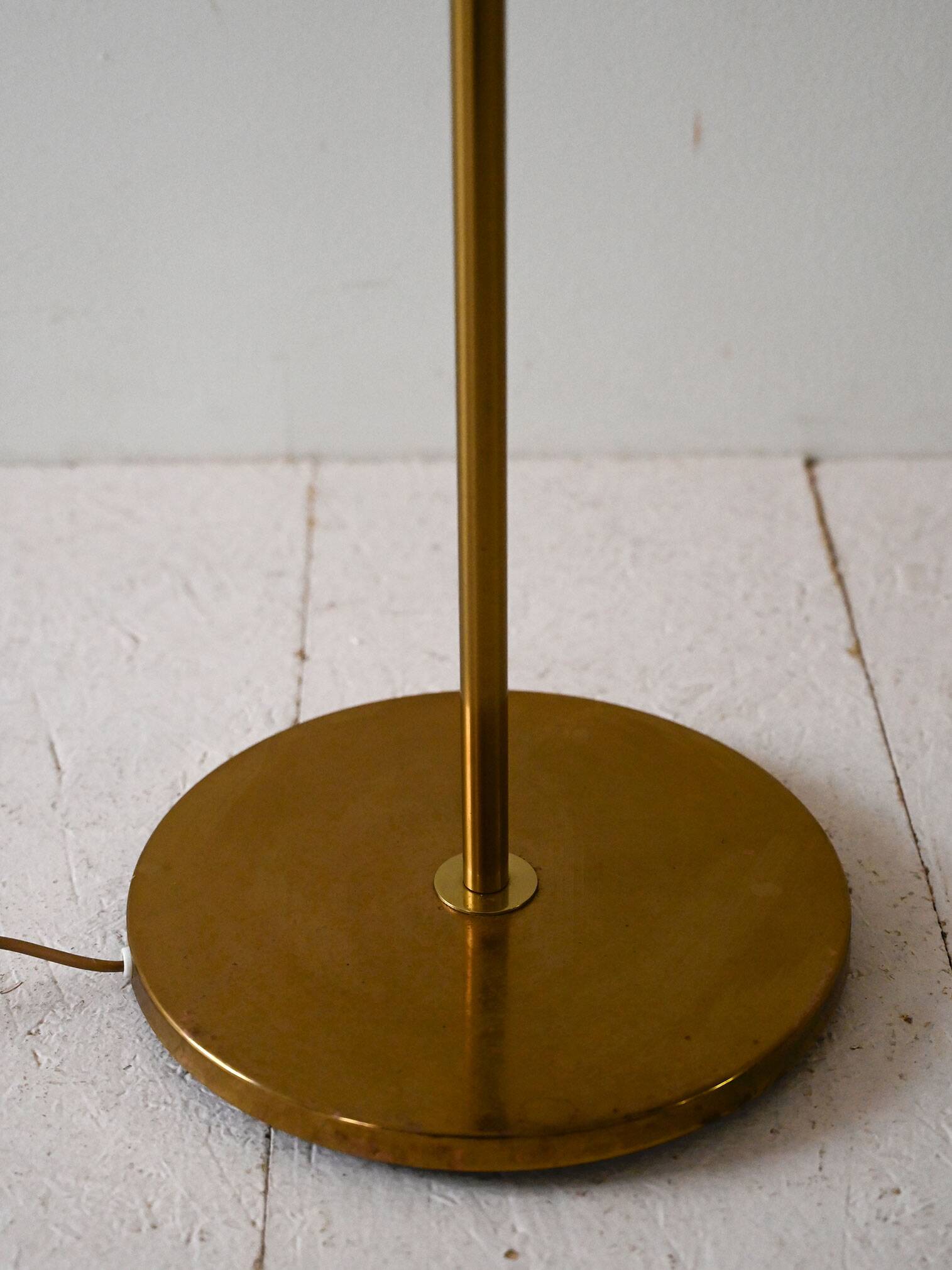 Vintage Scandinavian Brass and Fabric Floor Lamp