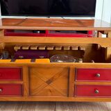 Coffee table merisier semi red laquiry