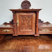 Old-standing desk in solid walnut and walnut veneer, period Alsace