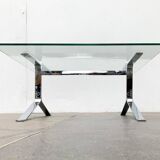 Joker coffee table in chrome and glass in mid-century Space Age style by Olivier Mourgue for Airborne, 1960s.