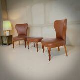 Set of the side chairs and stool for leg, 1950s.