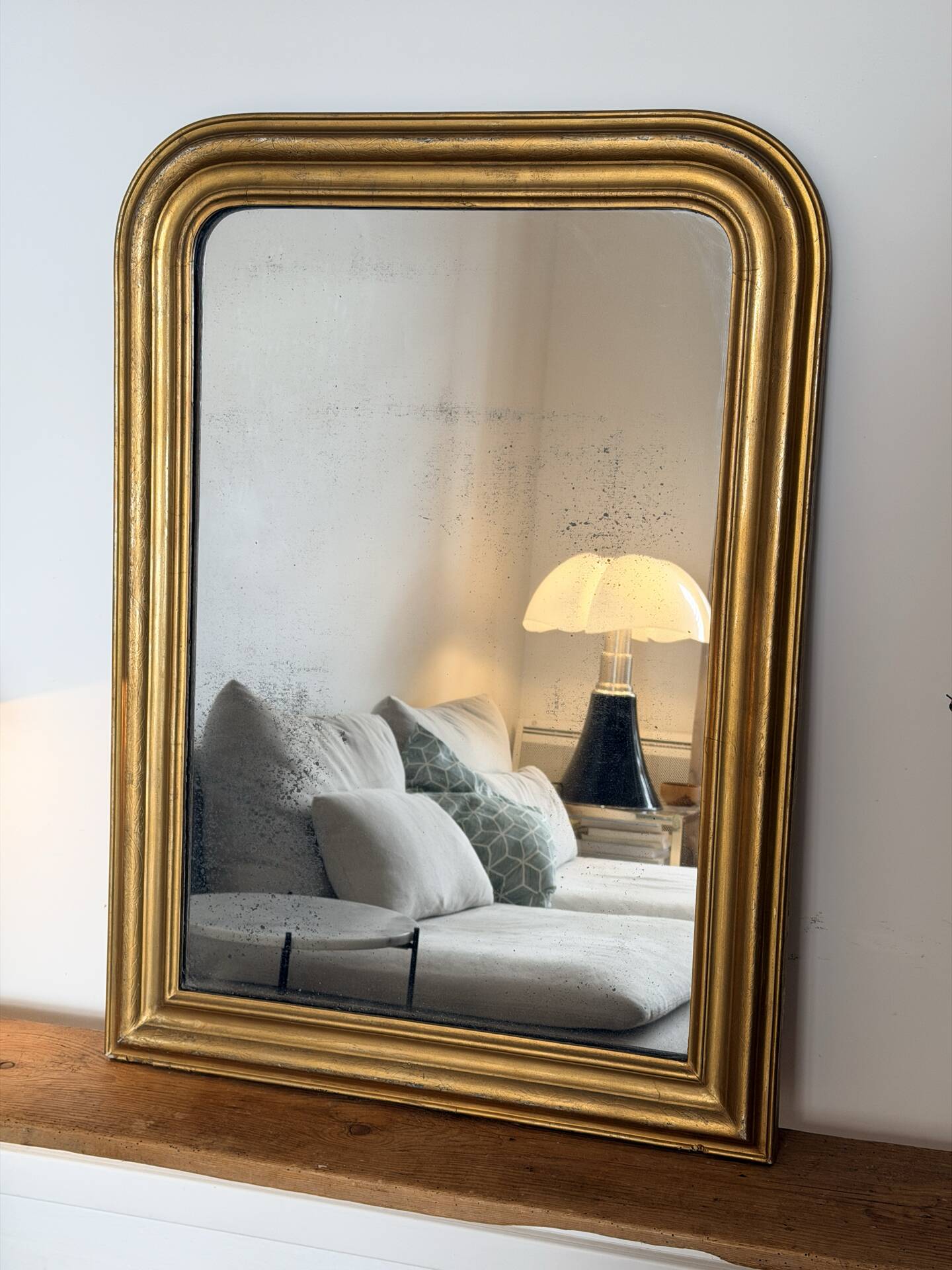 Louis-Philippe gilded mirror with mercury glass 89x65cm