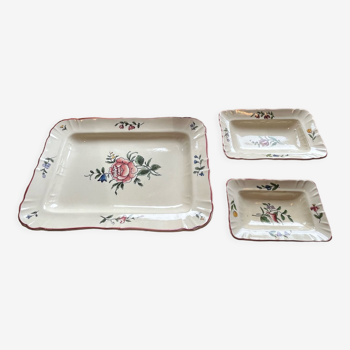 Anciens plats en faïence motif floral