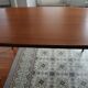 1960s table with teak veneer and glass top + extensions