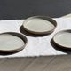 Set of 6 handmade stoneware plates in glazed beige and brown D20 H3