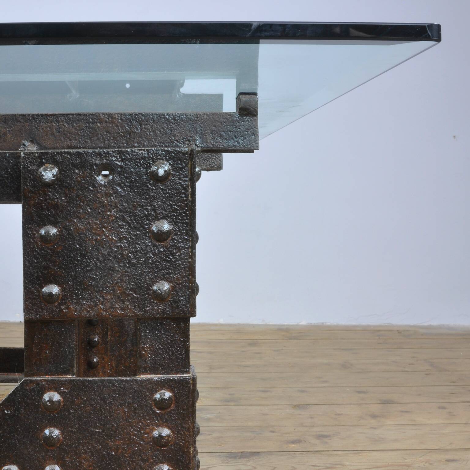Coffee Table Of Cast Iron And Glass Top