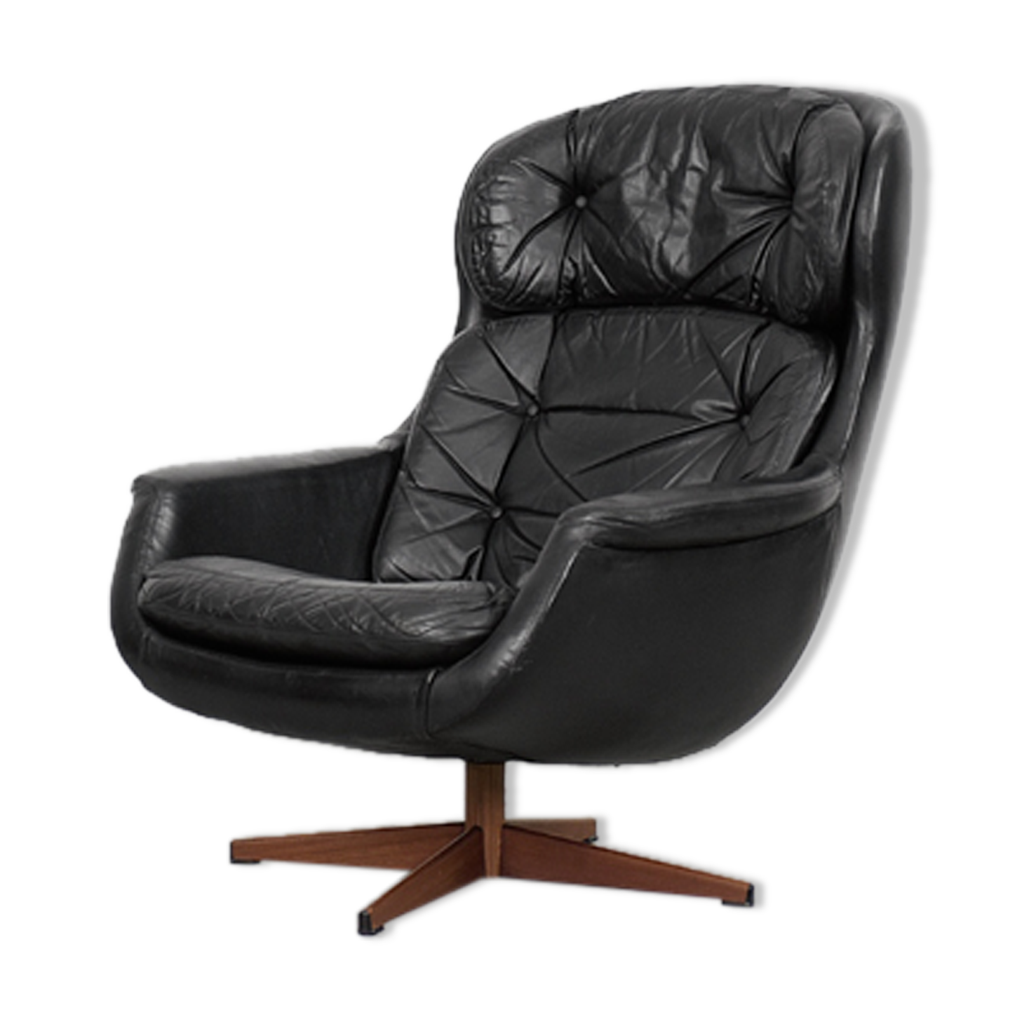Swedish Modernist Leather Swivel Lounge Chair from Selig Imperial, 1970s