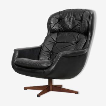 Swedish Modernist Leather Swivel Lounge Chair from Selig Imperial, 1970s