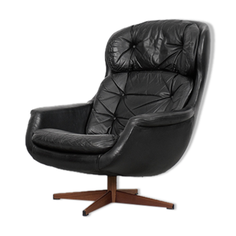 Fauteuil pivotant en cuir moderniste suédois de Selig Imperial, années 1970