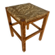 Tabouret ancien en bois sculpté et paille