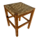 Tabouret ancien en bois sculpté et paille